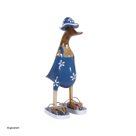 Dekoente Trude Tulpenquak aus Holz 25 cm Blau Weiße Landhaus Dekoration 