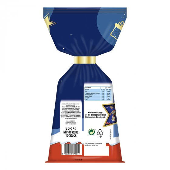 Kinder Mini Weihnachts Eggs Kinder Schokolade aus Vollmilch 85g 