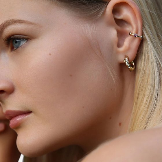 Creolen 925 Sterling Silber vergoldet Glänzend Topas Quarz grün 