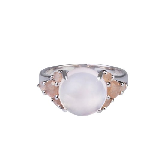 Ring 925 Sterling Silber rhodiniert Rosenquarz 