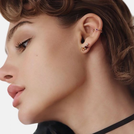 Ohrhänger 925 Sterling Silber gelb vergoldet Glänzend Granat rot 