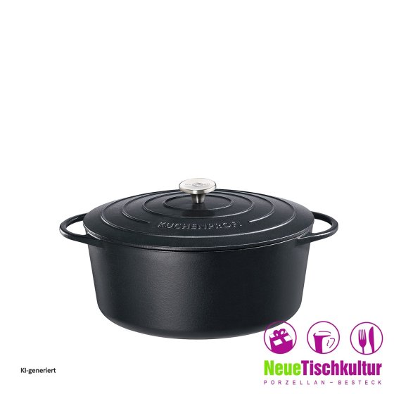 Bratentopf Gusseisen, oval Schwarz 