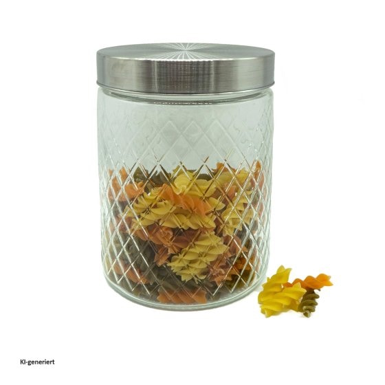 Vorratsglas mit Edelstahldeckel Rauten-Prägung 