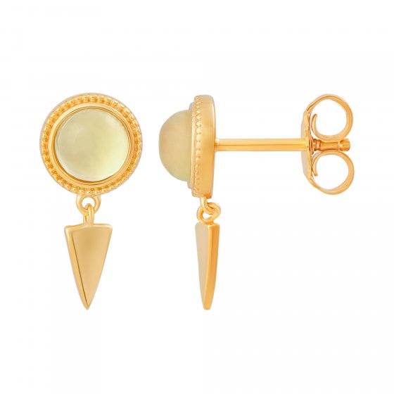 Ohrstecker mit Anhänger 925 Silber vergoldet Prehnit 