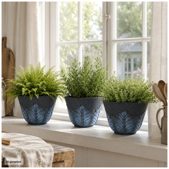 Blumentopf Nessa Feder Blau 3er-Set 