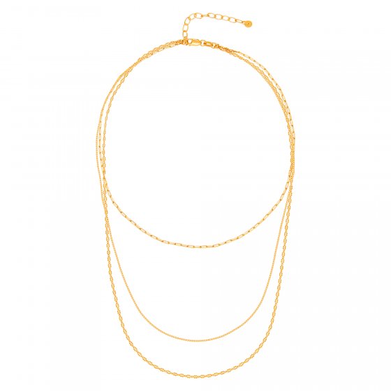 Collier 925 Sterling Silber vergoldet Layering  dreifach 