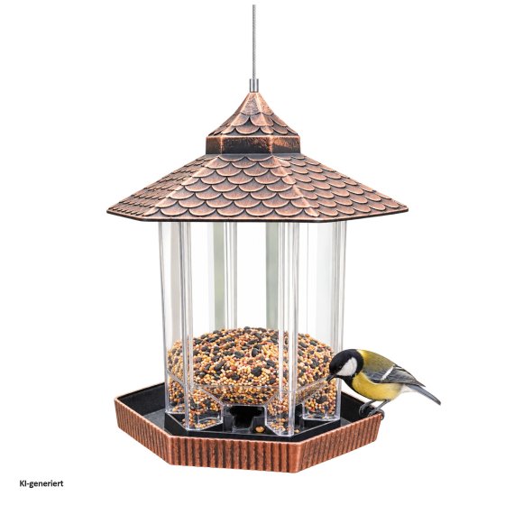 Vogelfutterhaus Nessa Metallic Gold mit Solarpanel 