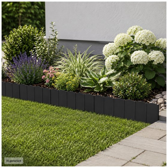 Beetumrandung Nessa Wave 24-teilig Schwarz 