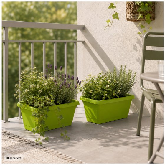 Blumenkasten mit Wasserspeicher 40 cm 2er Set Grün 