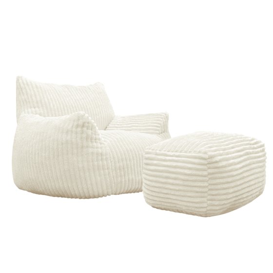 Loungesessel mit Hocker in Weiß 