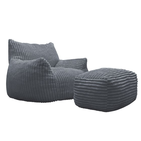 Loungesessel mit Hocker in Grau 