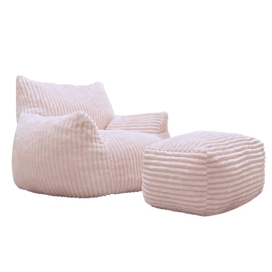 Loungesessel mit Hocker in Rosa 
