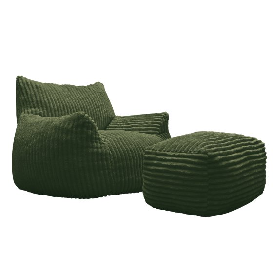 Loungesessel mit Hocker in Grün 