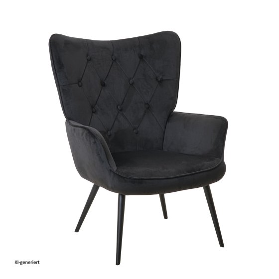 Ohrensessel Freya Velvet Schwarz 
