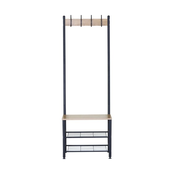 Garderobe mit Schuhregal und 4 Haken in Sonoma und Schwarz 
