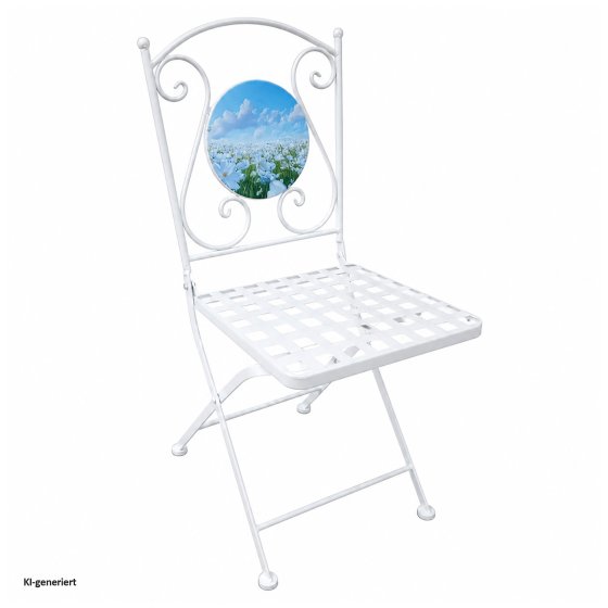 2er Set Gartenstühle mit Blumenwiesen Motiv in Weiß 