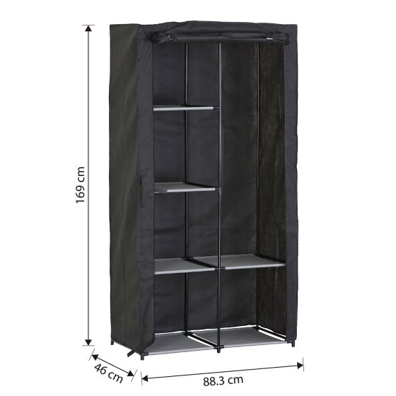 Stoffschrank mit 6 Regalfächern und 1 Kleiderstange 