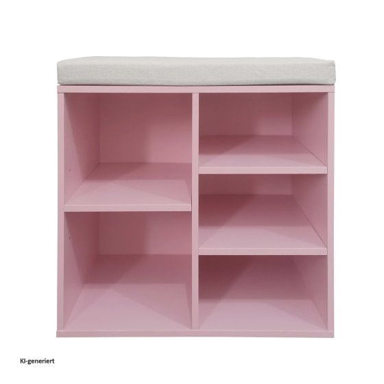 Garderobenbank mit 5 Fächern inkl. Sitzkissen Rosa 