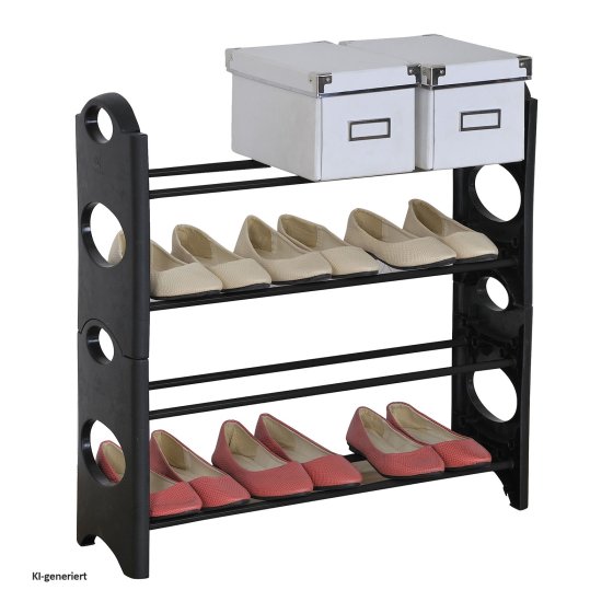 Schuhregal mit 4 Ablageflächen Lena Schwarz 