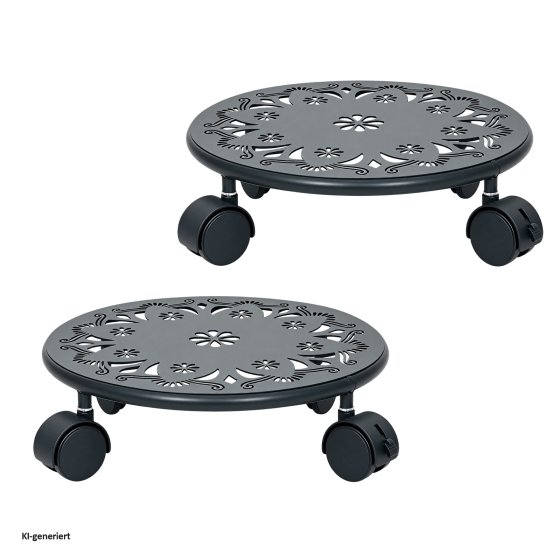 Pflanzenroller Petunia Metall 2er-Set Schwarz 