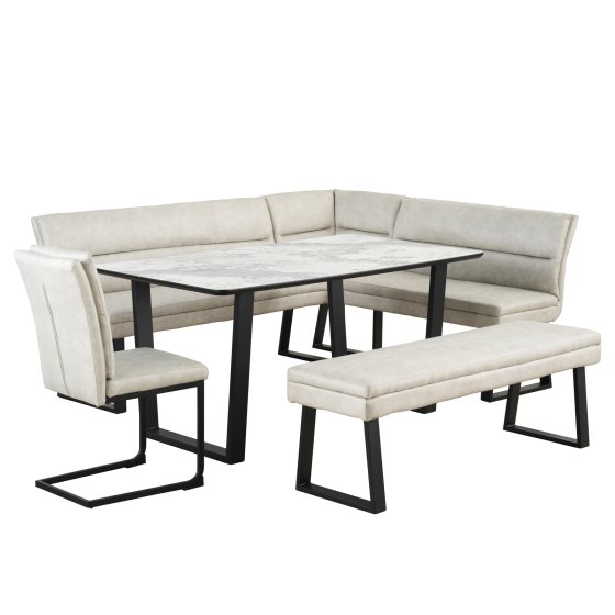 Eckbankgruppe Keno 4-teilig Beige 