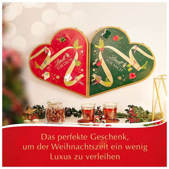 Lindt Pärchen Adventskalender mit Schokoladenpralinen gefüllt 505g 