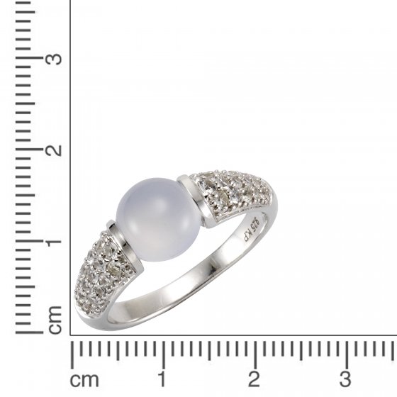Ring 925 Silber rhod. Chalcedon und Weißtopas 