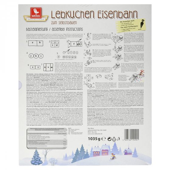 Weiss Lebkuchen Eisenbahn zum Selbstbauen süsser Bastelspass 1035g 