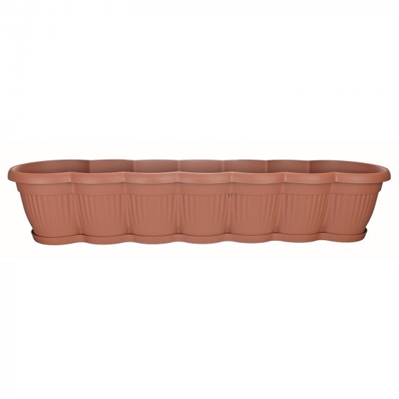 Blumenkasten mit Untersetzer 80 cm 2er Set Terracotta