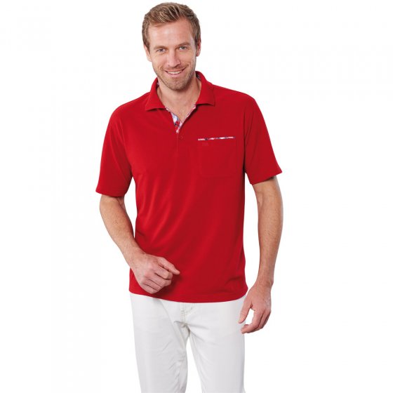 Poloshirt mit Kontrastbesatz 2er-Set XXL | Weiß#Rot