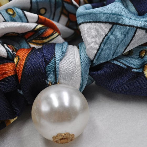 Haarband Scrunchi Perle Kunststoff weiß 