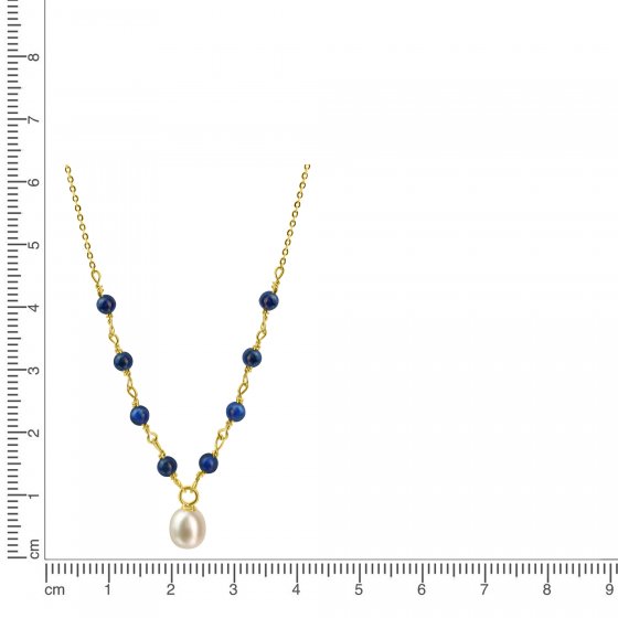 Collier 375/- Gelbgold Perle und Lapis 