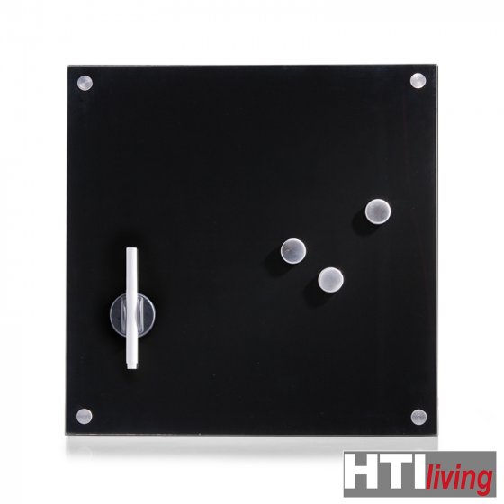 Memoboard Glas quadratisch Schwarz