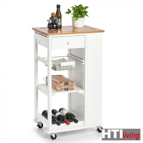 Küchenrollwagen weiß Bambus/MDF 