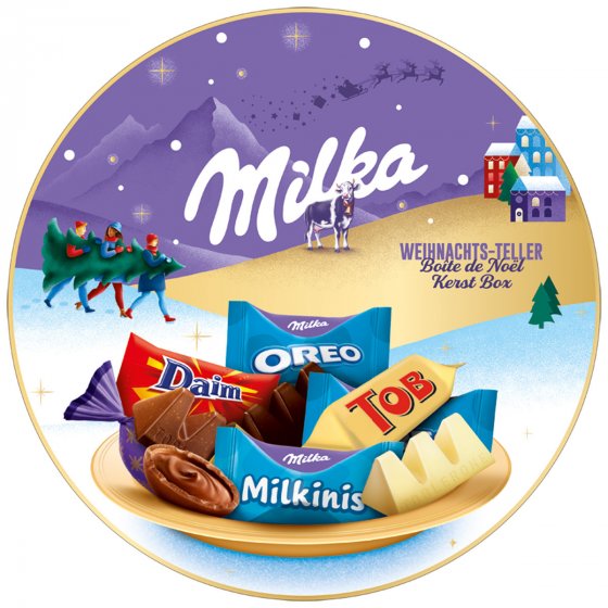 Milka Friends Weihnachts Teller Mix aus verschiedenen Schokoladen 198g 