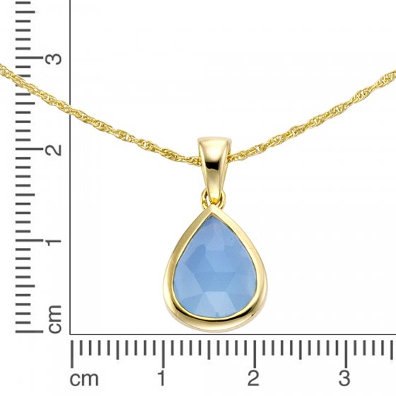 Anhänger mit Kette 925 Silber vergoldet Chalcedon blau 