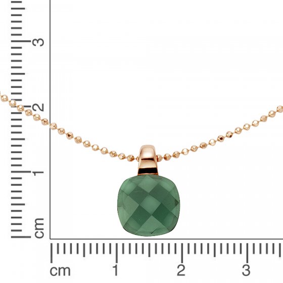 Halskette Silber 925 rosé-vergoldet 45/42cm lang mit grünem Quarz-Stein (beh.) 
