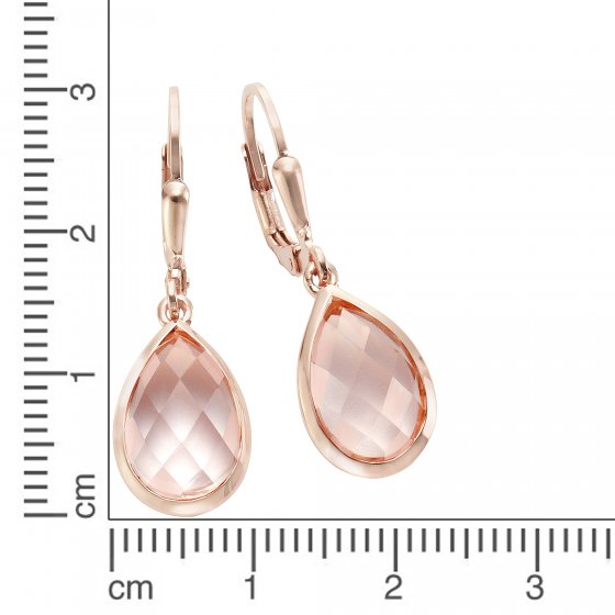 Ohrringe Silber 925 rosé-vergoldet mit echten Rosenquarz-Tropfen 