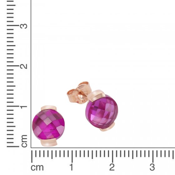 Ohrringe Silber 925 rosé-vergoldet mit pinken Quarz-Steinen (beh.) 
