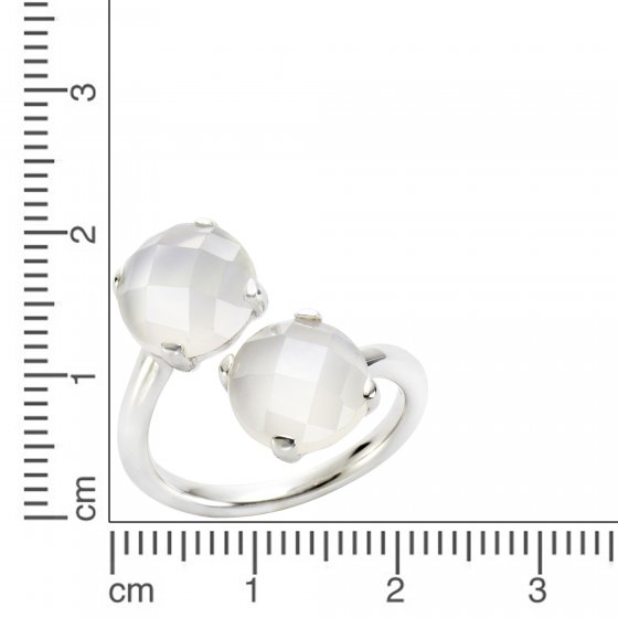 Ring 925 Silber rhodiniert mit 2 Mondsteinen 