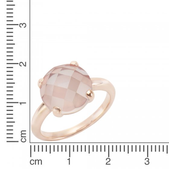 Ring 925 Sterling Silber rosé-vergoldet mit echtem Rosenquarz 12mm 