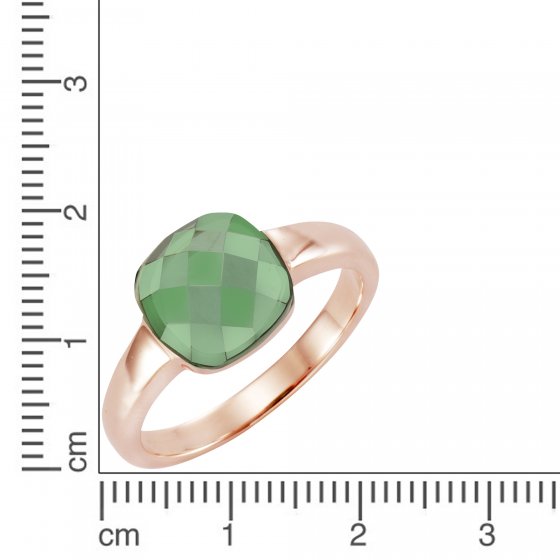 Ring Silber 925 rosé-vergoldet mit grünem Quarz-Stein (beh.) 