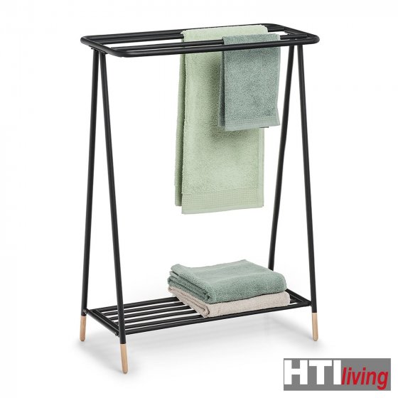 Handtuchständer Metall, Holz Schwarz
