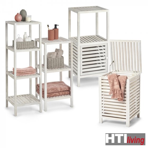 Badschrank mit Ablage, Walnussholz Natur, Weiß 
