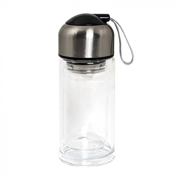 Trinkflasche Glas mit Einsatz Schwarz
