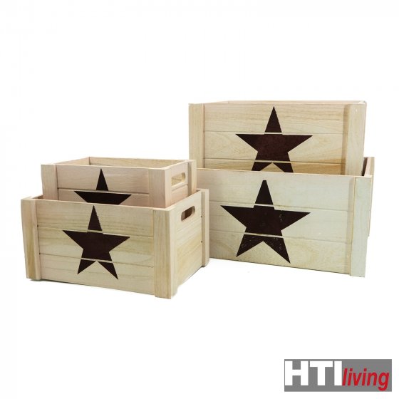 Holzkisten-Set 4 Größen Creme