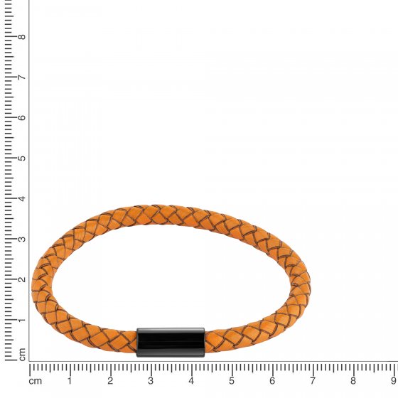 Armband Edelstahl Leder orange 21 cm 