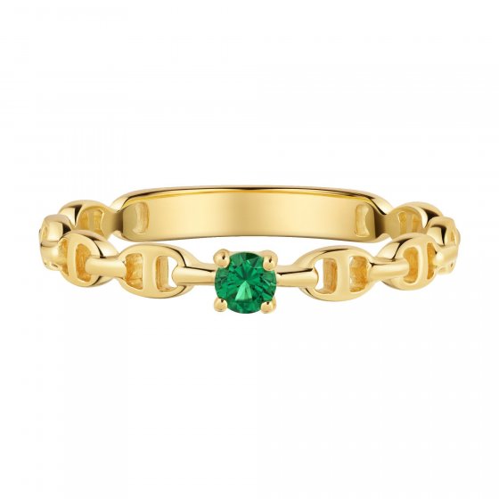 Ring 925 Silber vergoldet Zirkonia grün 