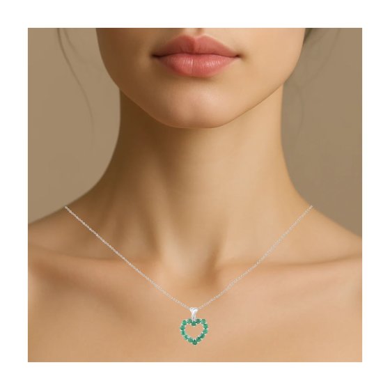 Anhänger mit Kette 925 Sterling Silber rhodiniert Smaragd 