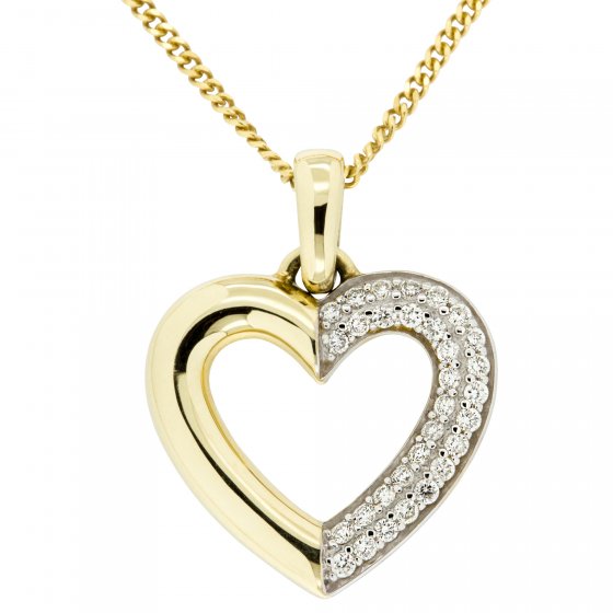 Halskette Gold 585 Herz-Anhänger mit 31 Brillanten zus. 0,25ct. 
